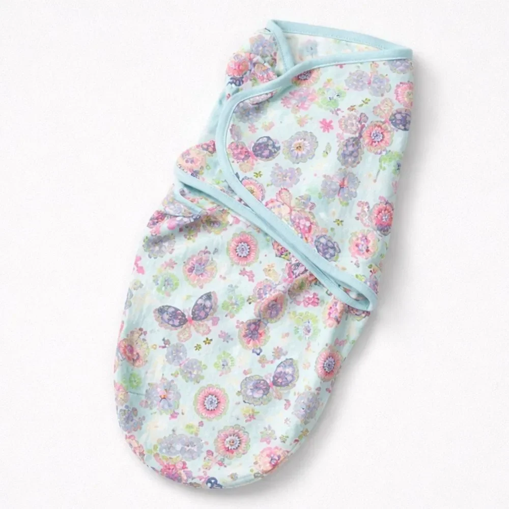 Swaddle me mint green with flower and butterfly print cotton swaddle Size small